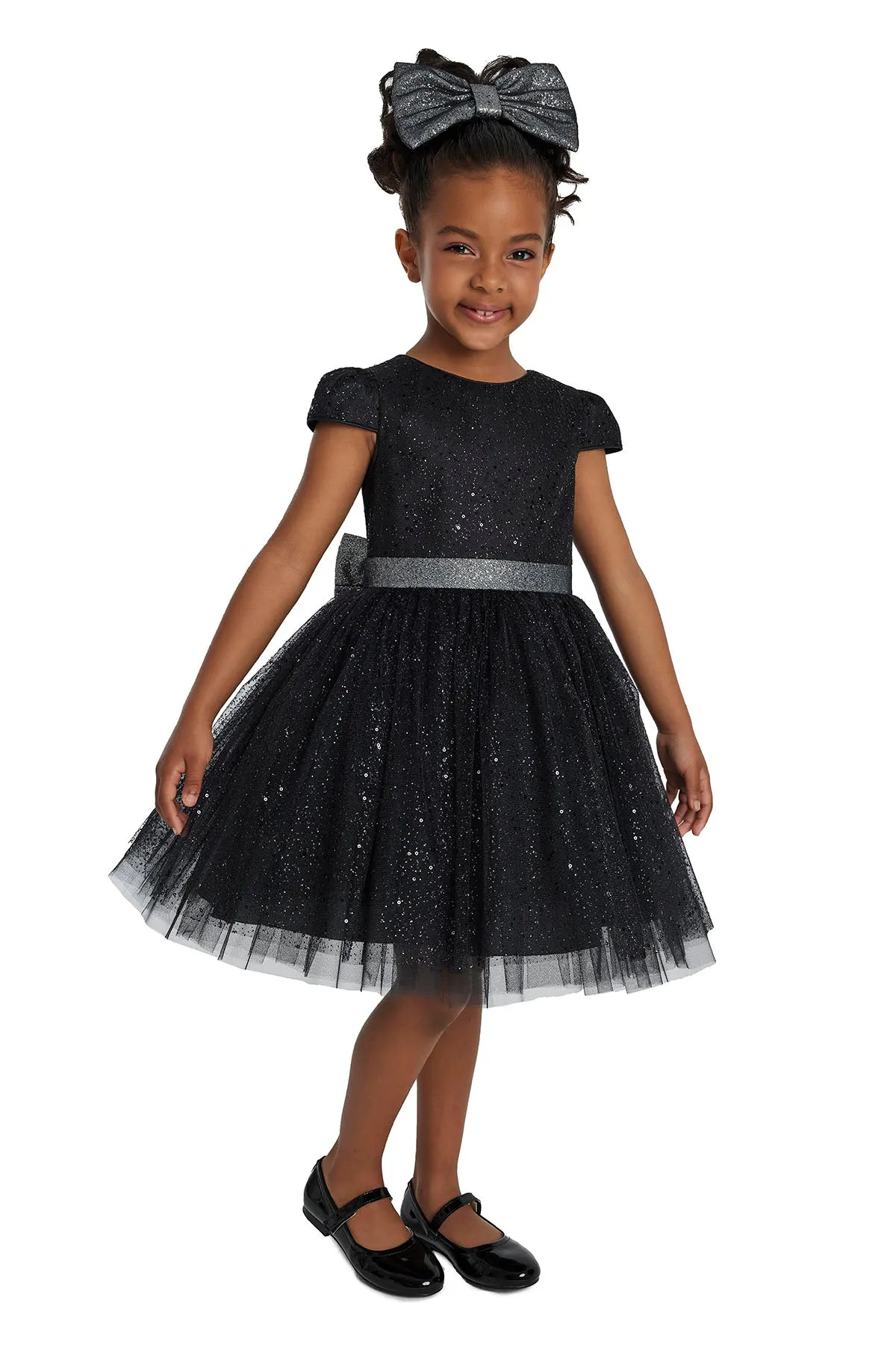 Glitter Tulle Little Black Dress for Girl