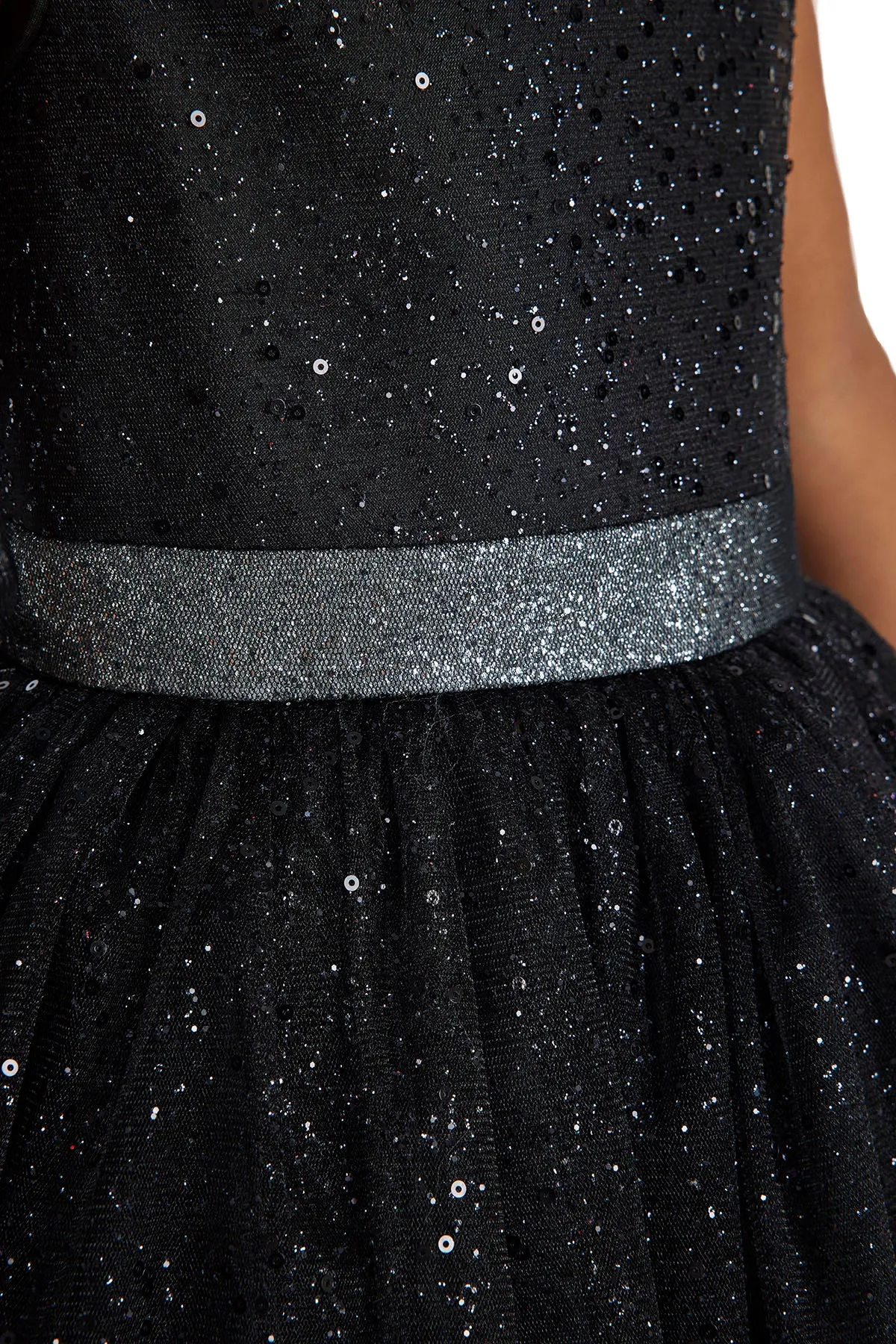 Glitter Tulle Little Black Dress for Girl