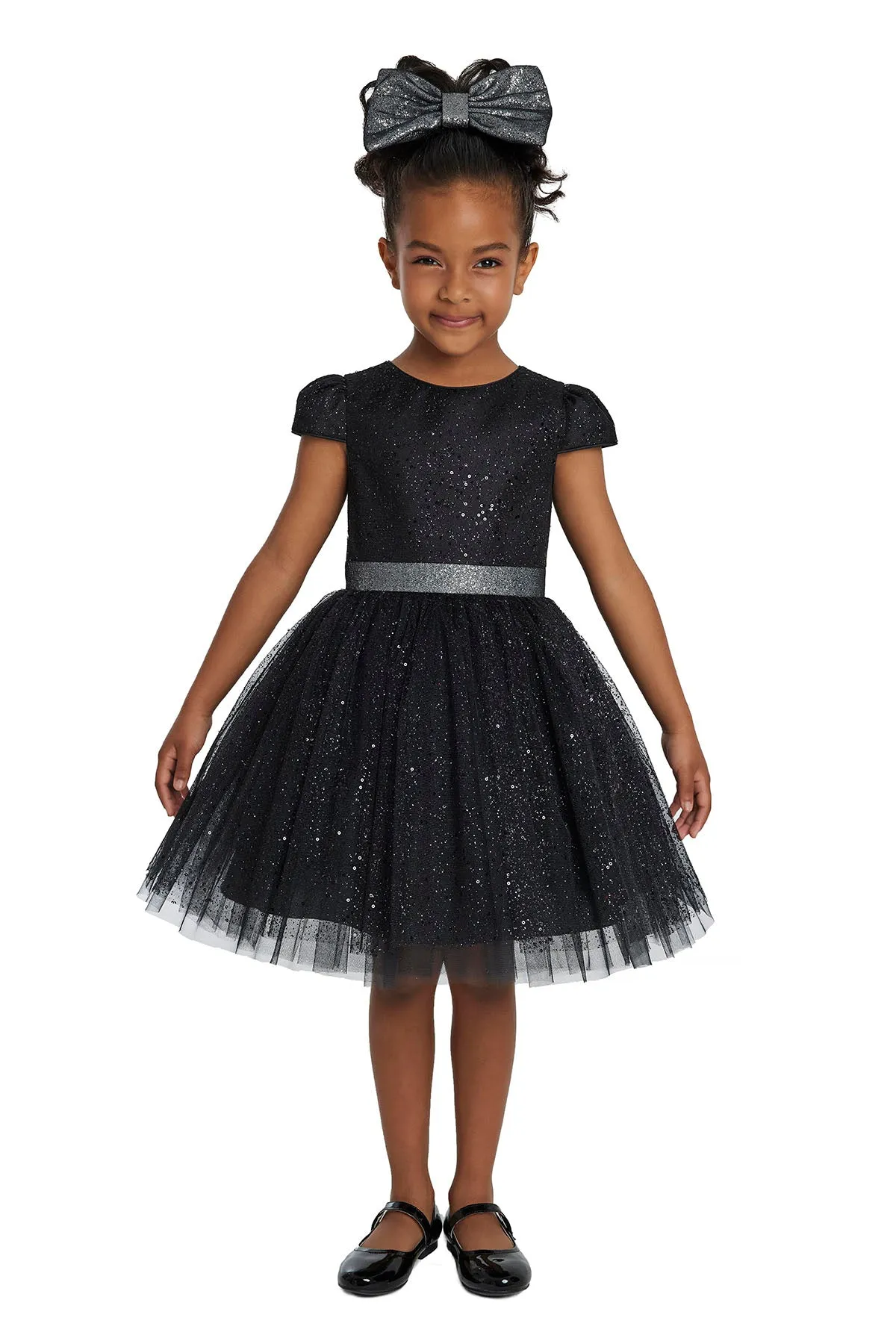 Glitter Tulle Little Black Dress for Girl