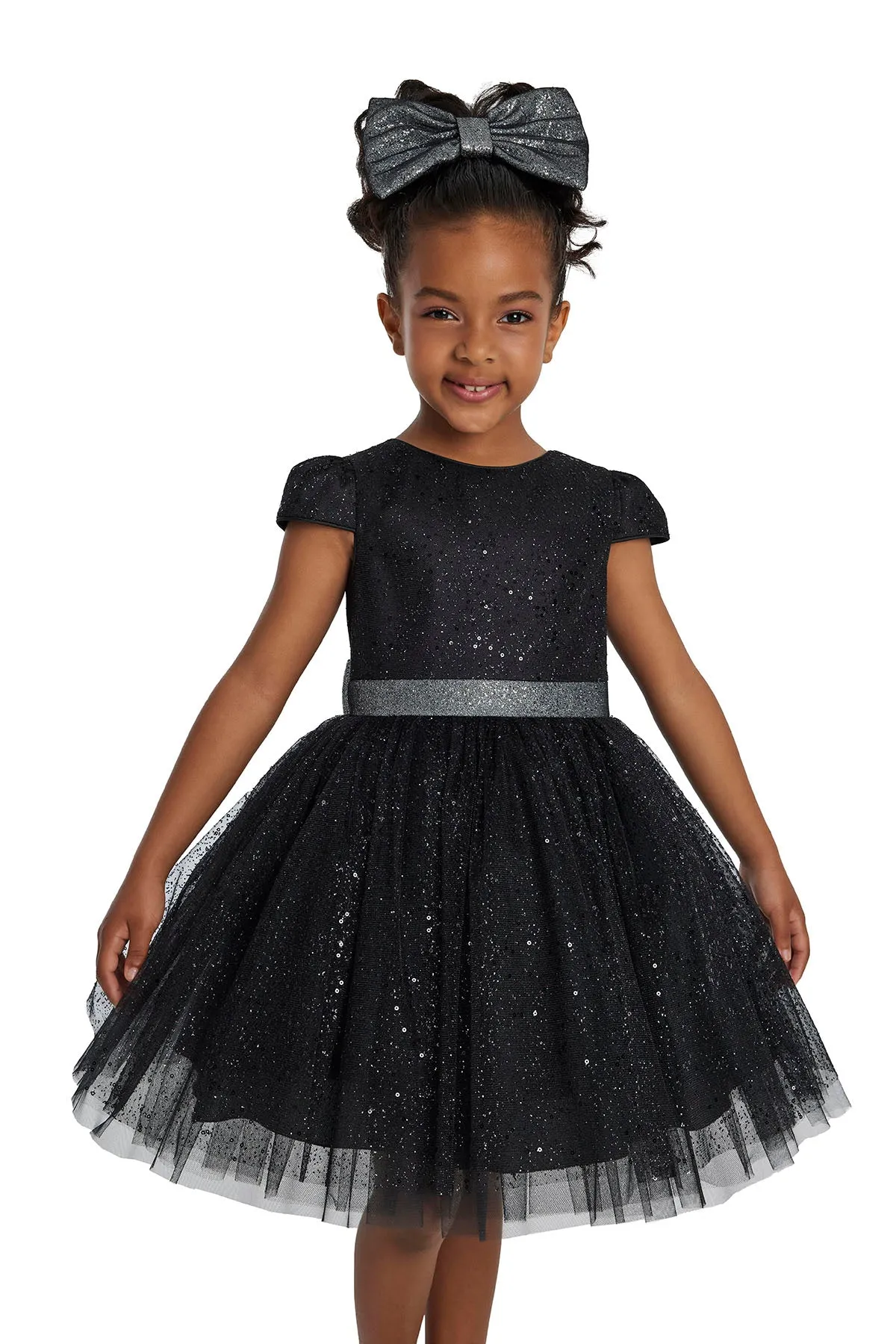 Glitter Tulle Little Black Dress for Girl