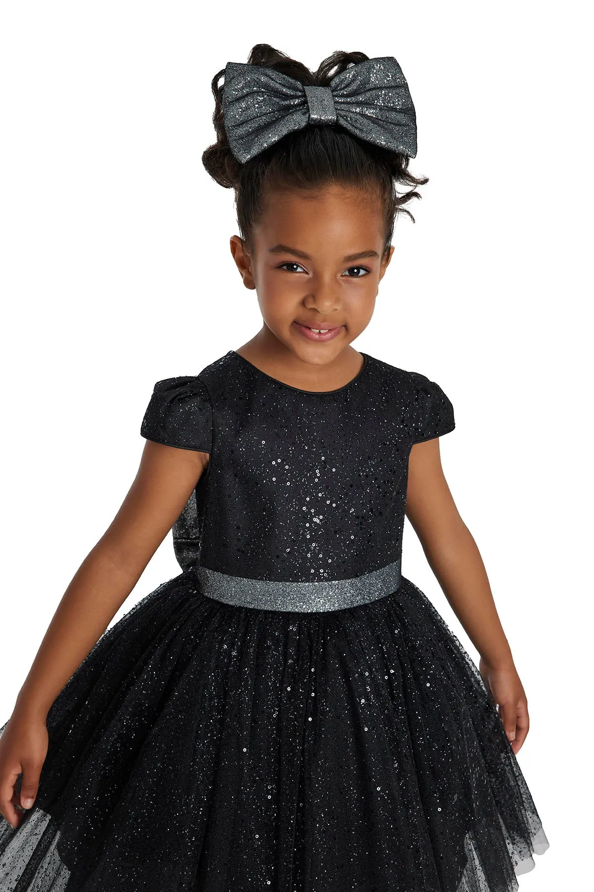 Glitter Tulle Little Black Dress for Girl