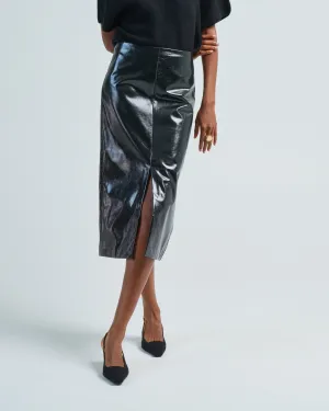 glossed jersey pencil skirt