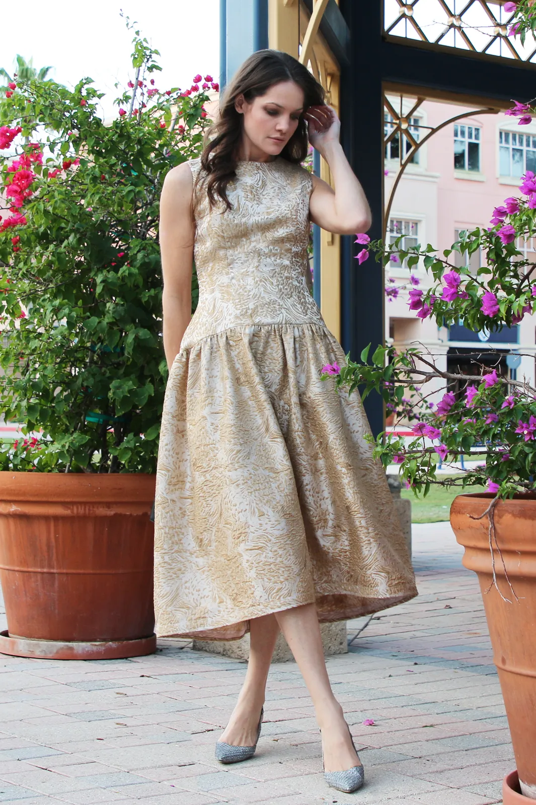 Gold Brocade Dress