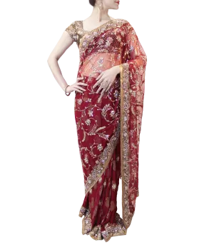 GREEN AND MAROON SAREE