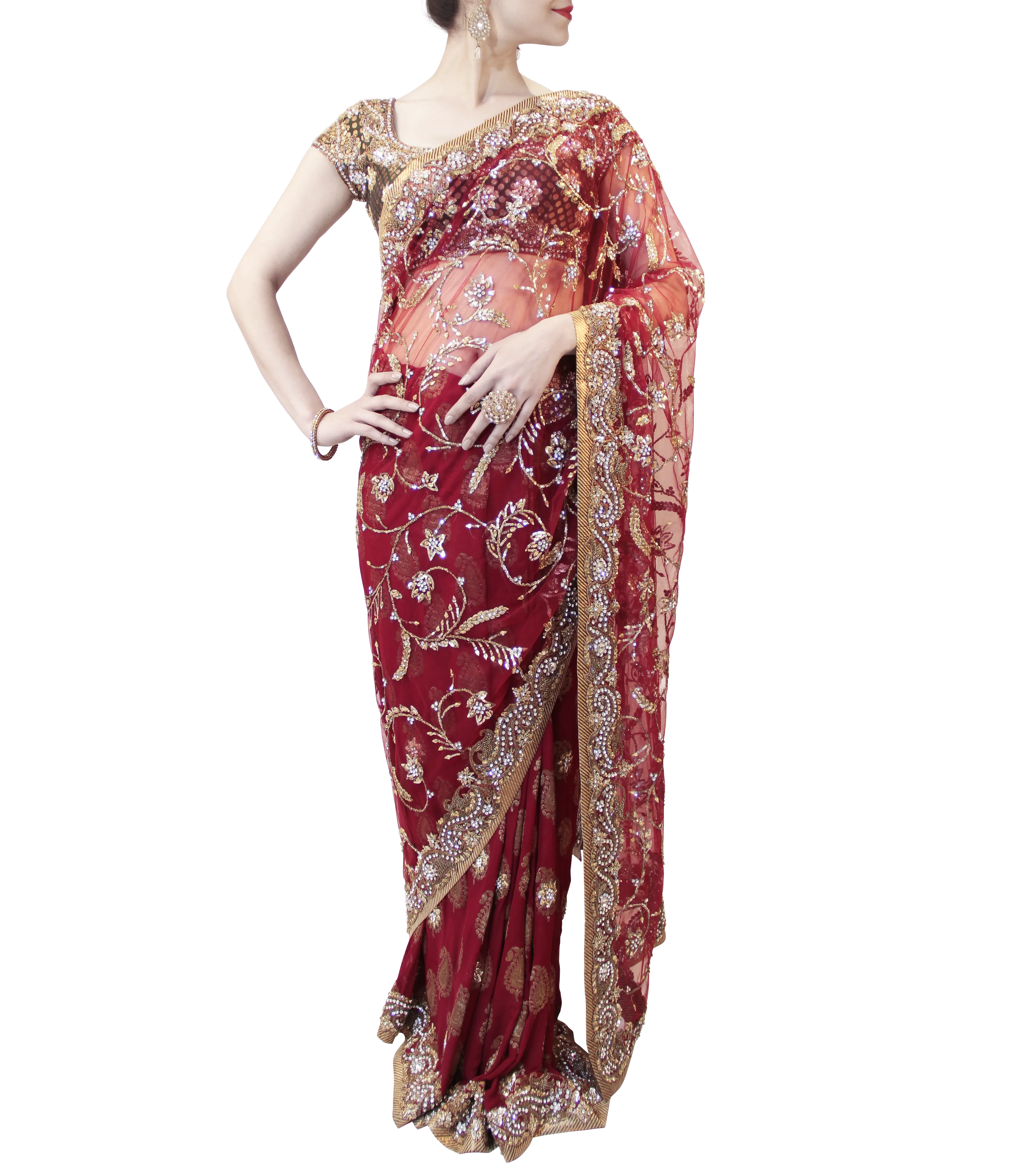 GREEN AND MAROON SAREE