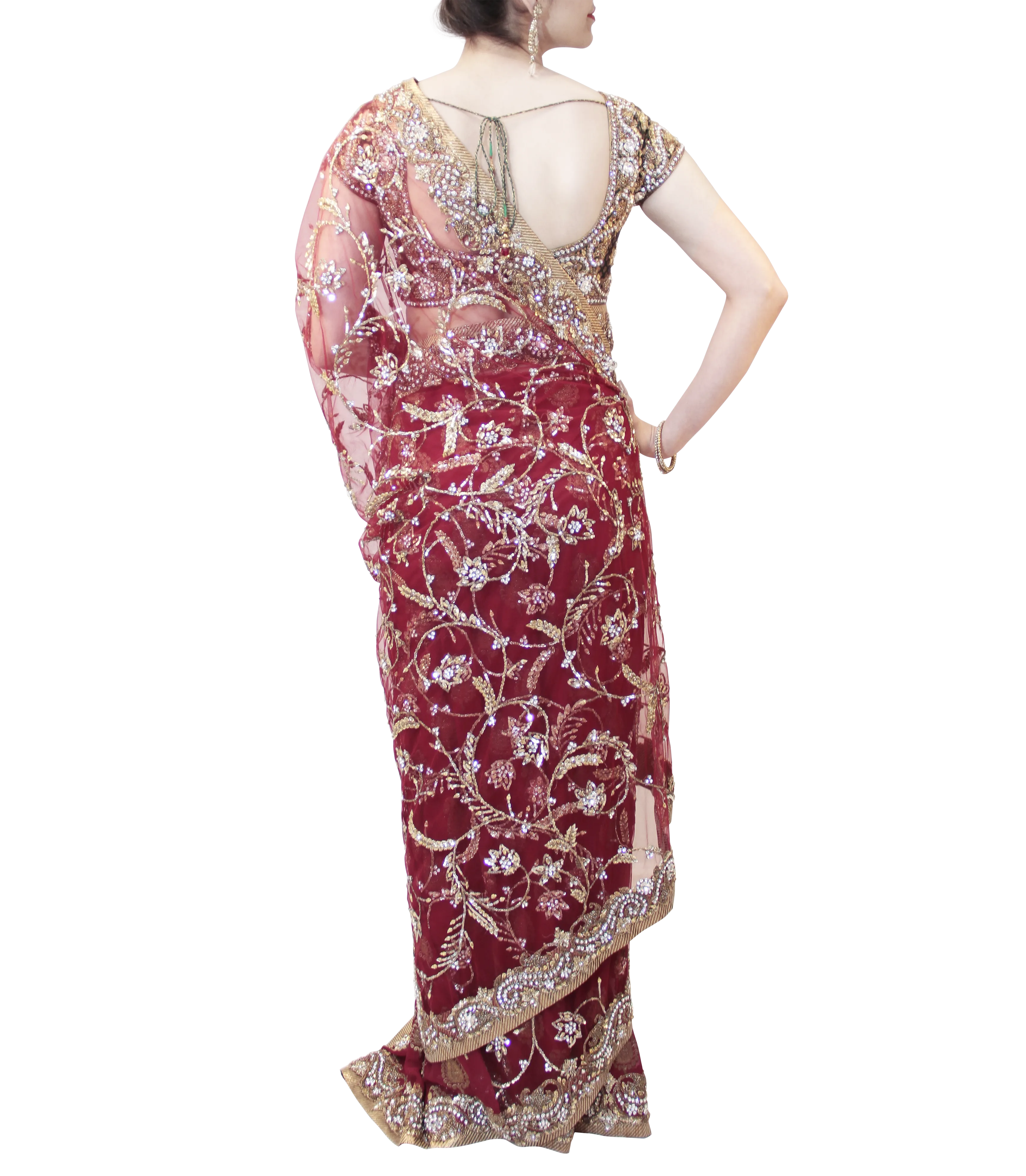 GREEN AND MAROON SAREE
