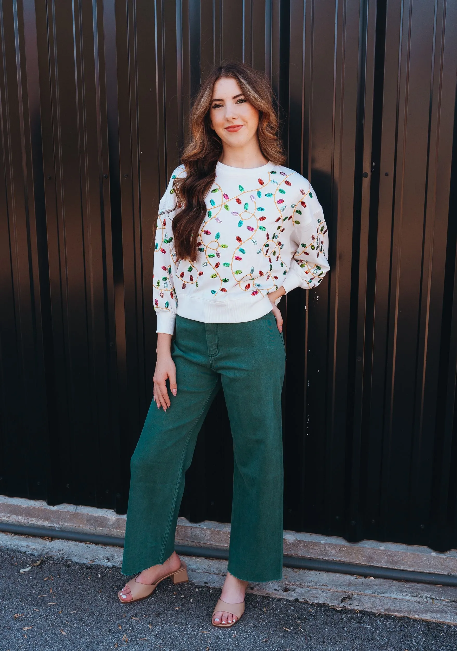 Green Straight Wide Leg Pants MMP623