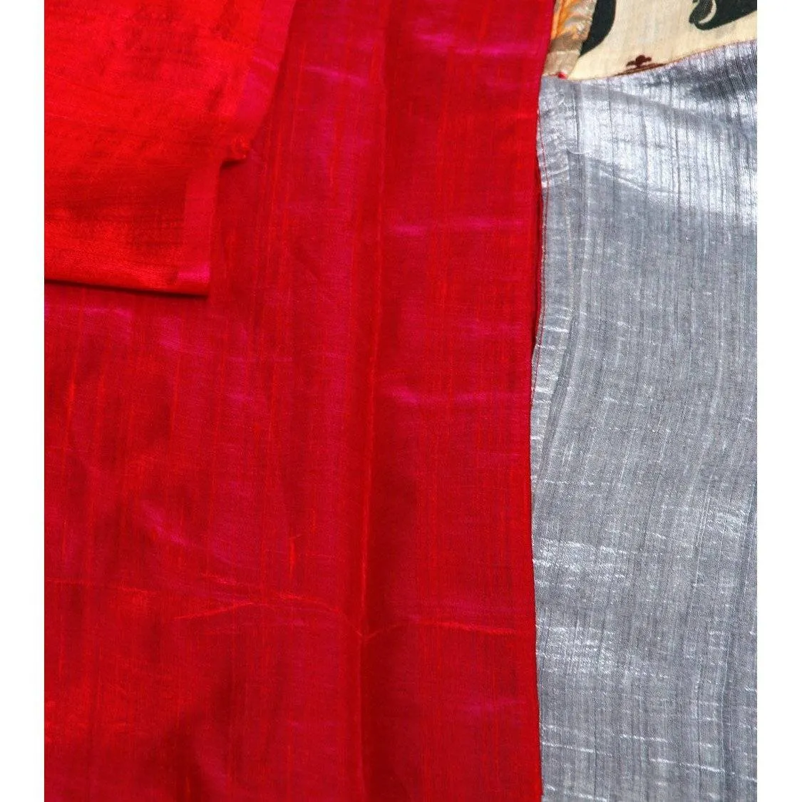 Grey Muga Silk Saree with Banarasi Brocade Border