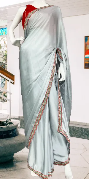 Grey Silk Saree with Silk blouse