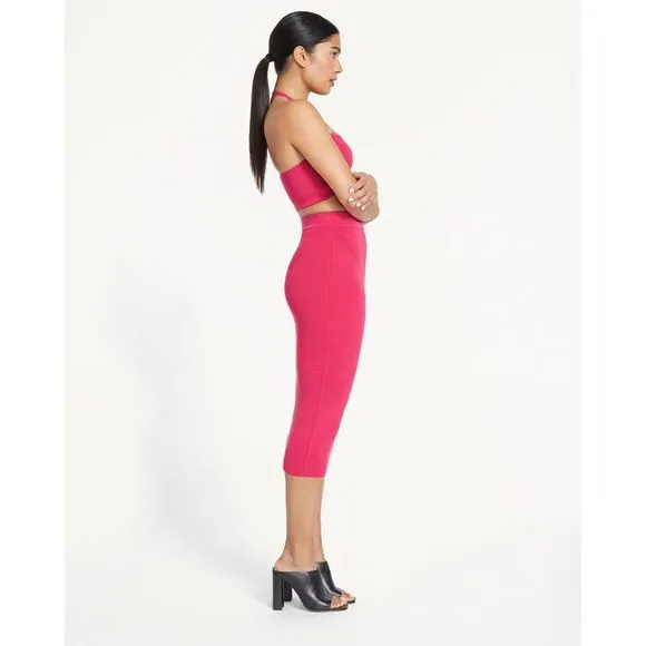 GSTQ Ribbed Pencil Skirt Pink