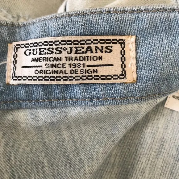 Guess denim destroyed zip up pencil skirt size M