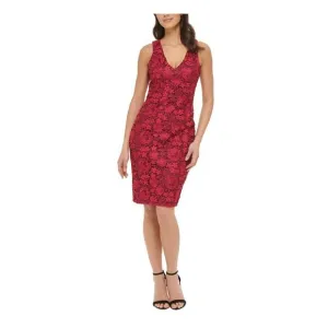 GUESS Womens Burgundy Open Back Back Slit-hem Lined Sleeveless Sheath Dress 4