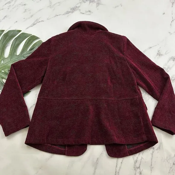 Habitat Womens Jacquard Velvet Blazer Jacket Size XS Burgundy Red Dark