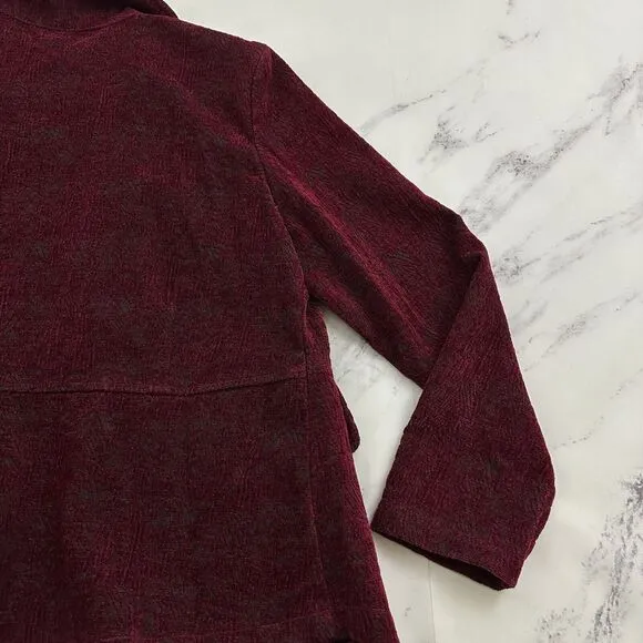 Habitat Womens Jacquard Velvet Blazer Jacket Size XS Burgundy Red Dark