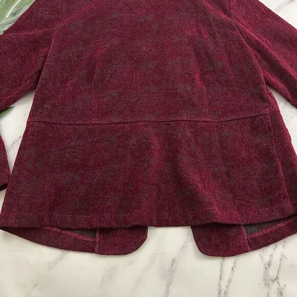 Habitat Womens Jacquard Velvet Blazer Jacket Size XS Burgundy Red Dark