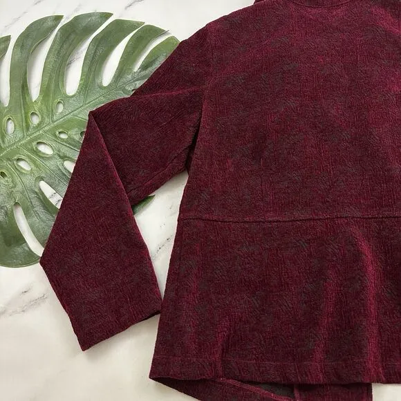 Habitat Womens Jacquard Velvet Blazer Jacket Size XS Burgundy Red Dark