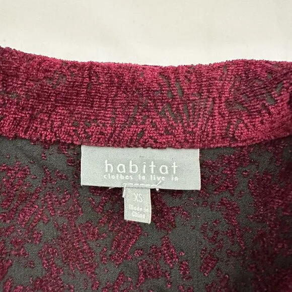 Habitat Womens Jacquard Velvet Blazer Jacket Size XS Burgundy Red Dark