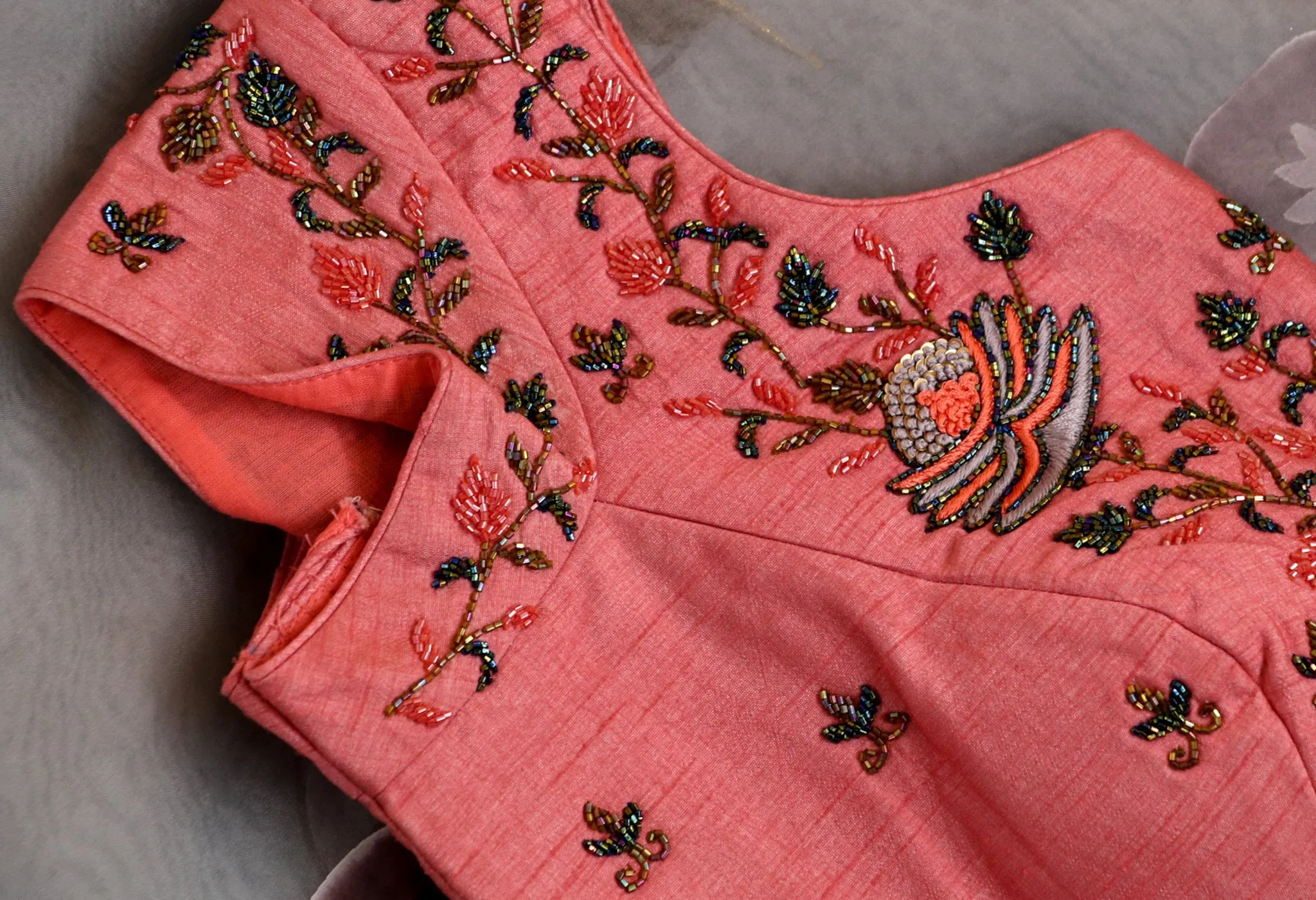 Hand Painted Pure Organza Saree Designer saree Wedding saree Sangeet Saree Haldi Saree Maggam Work Blouse - Ready to Ship Saree
