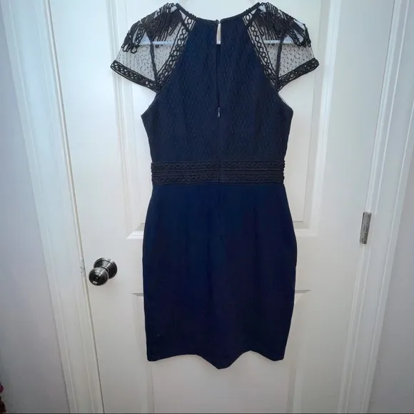 Harlyn Soutached Sheath Dress Black Navy S