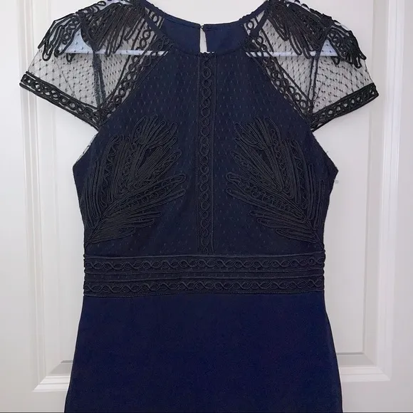 Harlyn Soutached Sheath Dress Black Navy S
