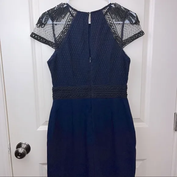 Harlyn Soutached Sheath Dress Black Navy S