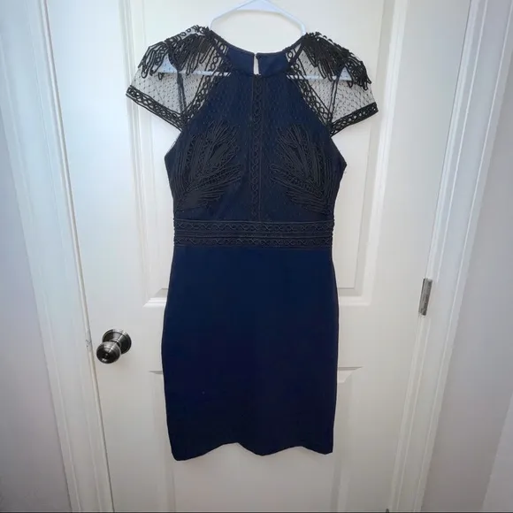 Harlyn Soutached Sheath Dress Black Navy S