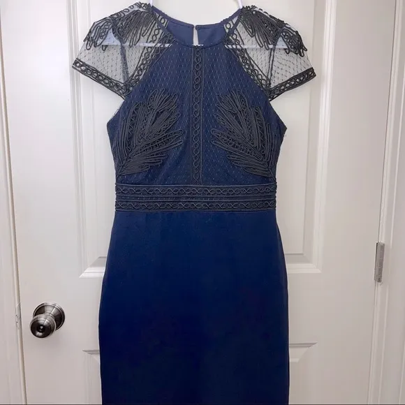 Harlyn Soutached Sheath Dress Black Navy S