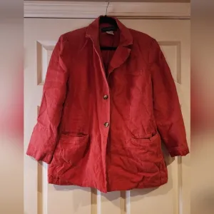 Harve Benard red 100% linen button up blazer jacket 16W