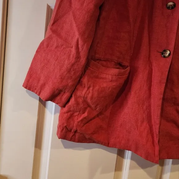 Harve Benard red 100% linen button up blazer jacket 16W
