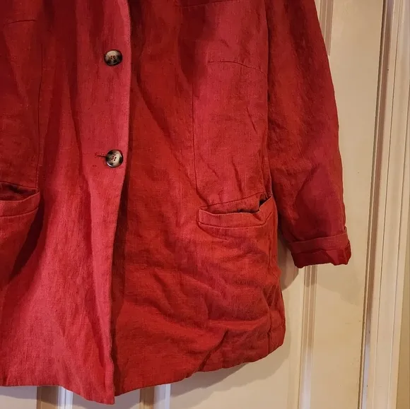 Harve Benard red 100% linen button up blazer jacket 16W
