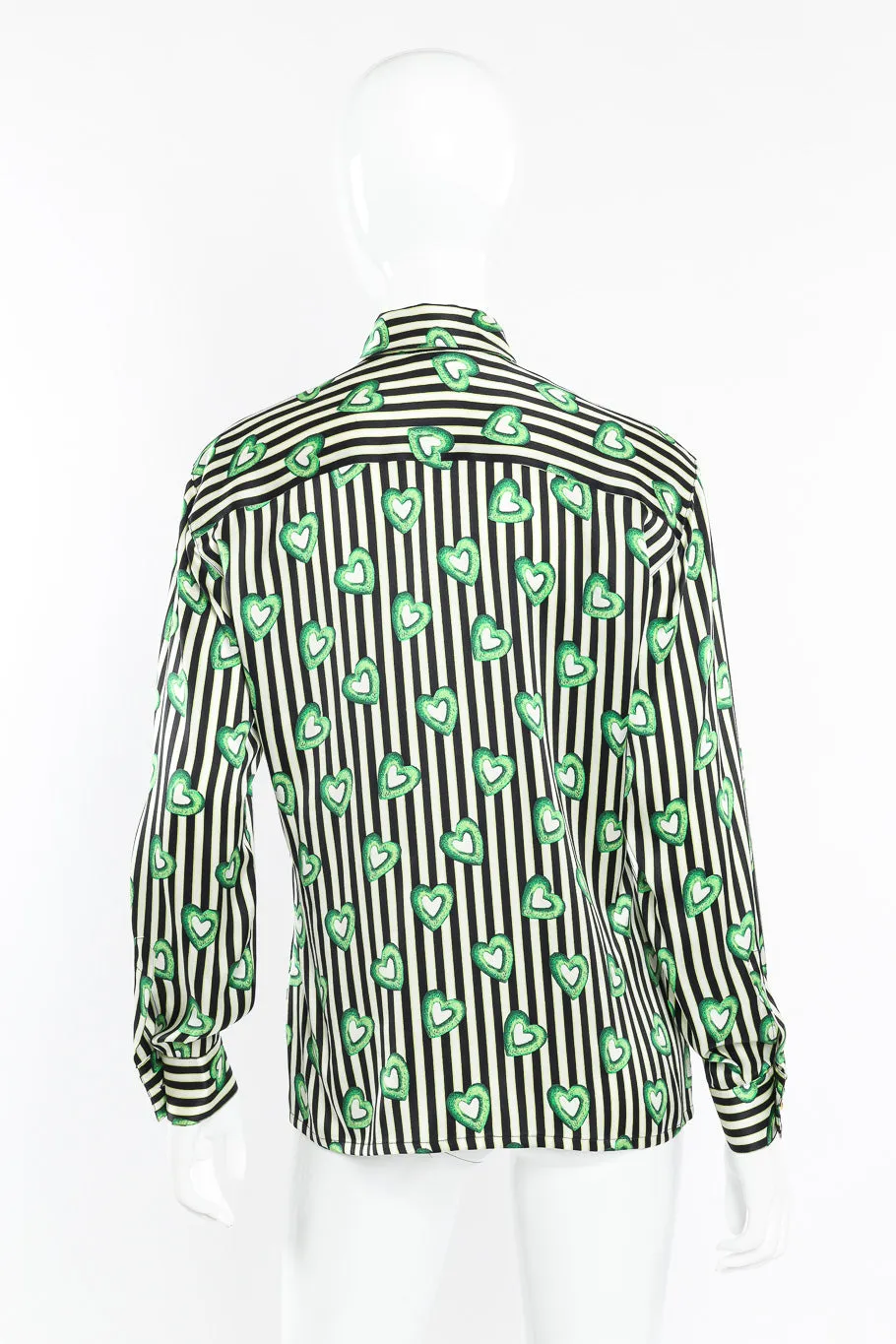 Heart Wreath Striped Silk Blouse