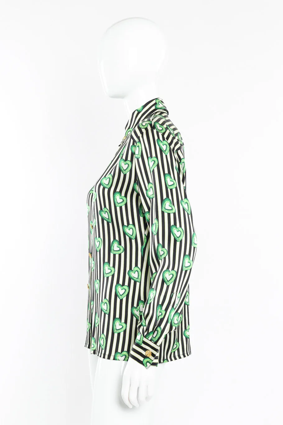 Heart Wreath Striped Silk Blouse