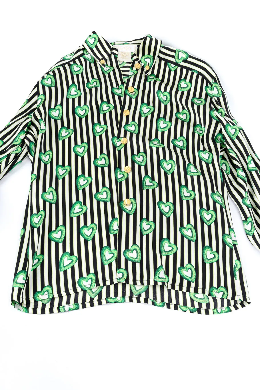 Heart Wreath Striped Silk Blouse