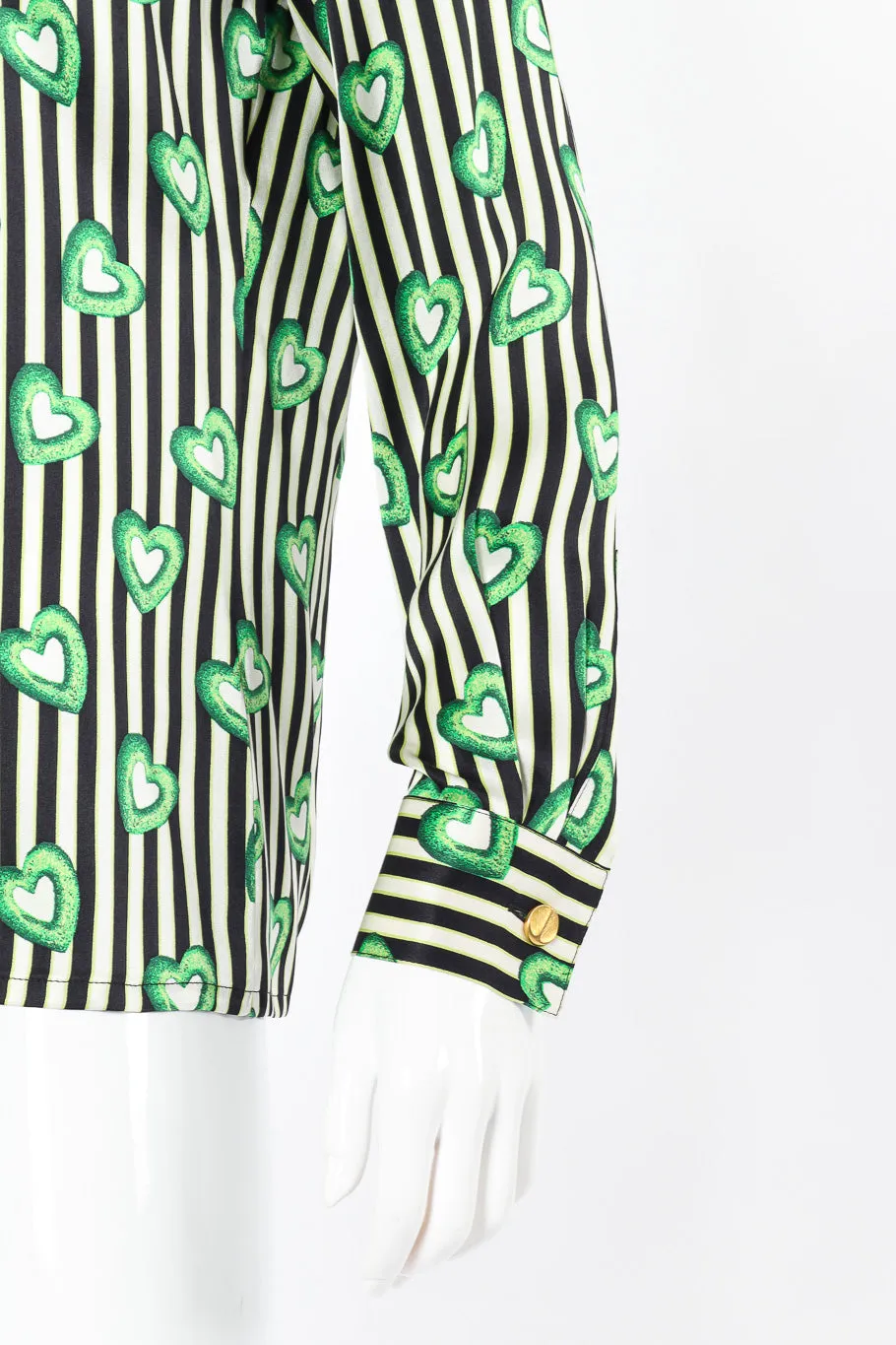 Heart Wreath Striped Silk Blouse