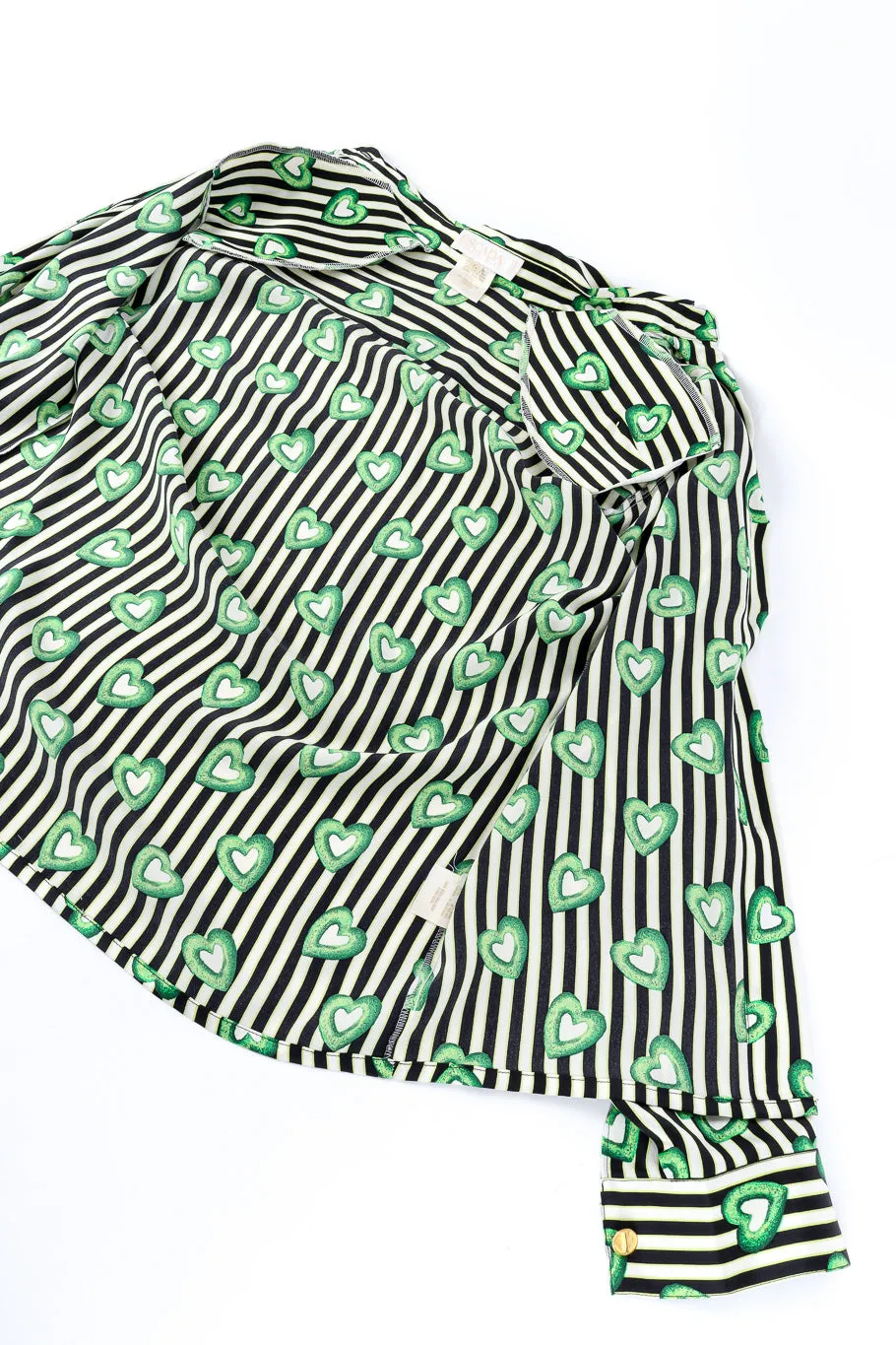 Heart Wreath Striped Silk Blouse