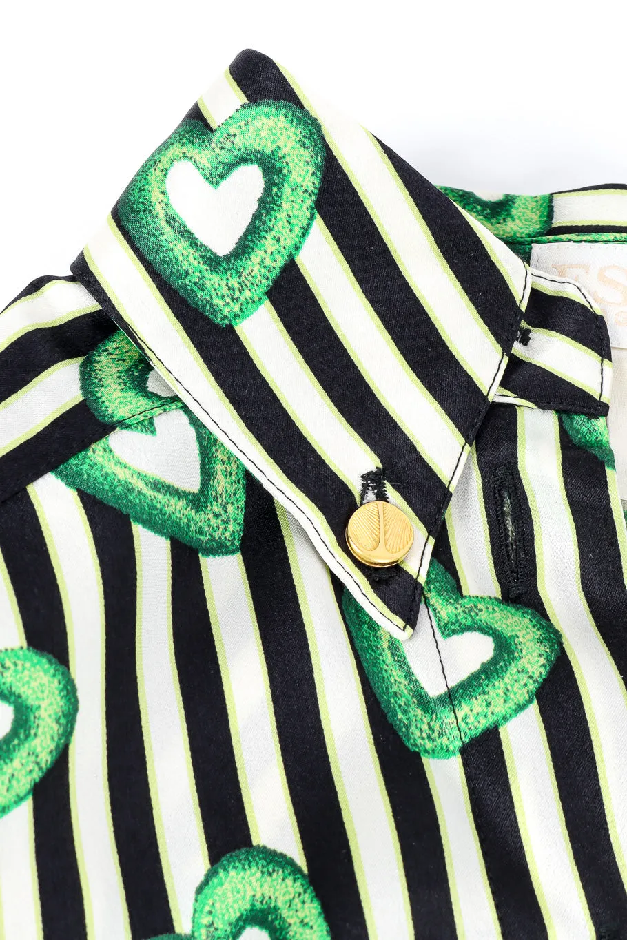 Heart Wreath Striped Silk Blouse