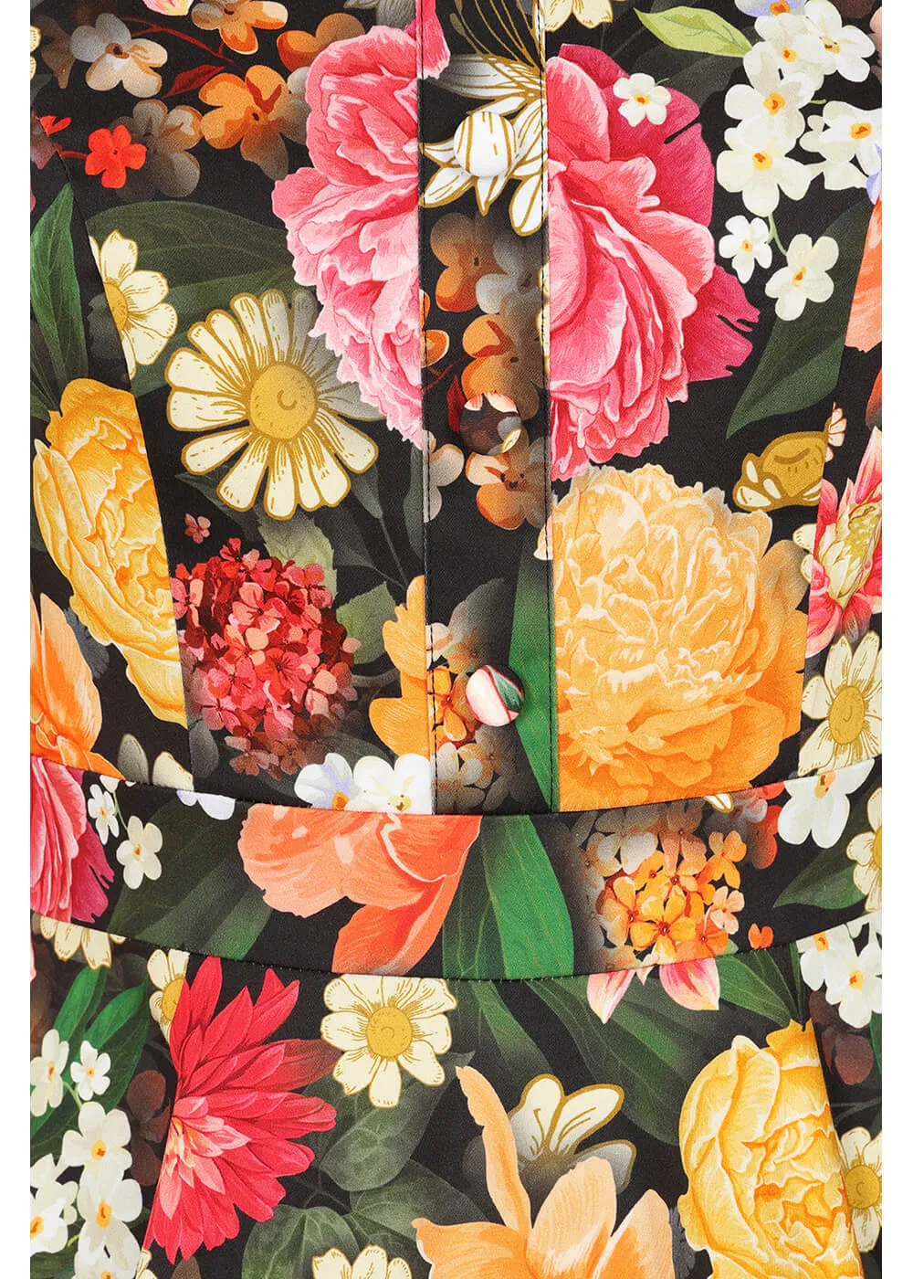 Hearts & Roses Cassidy Floral 50's Swing Dress Black