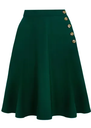 Hell Bunny Ravenwood 40's Swing Skirt Dark Green