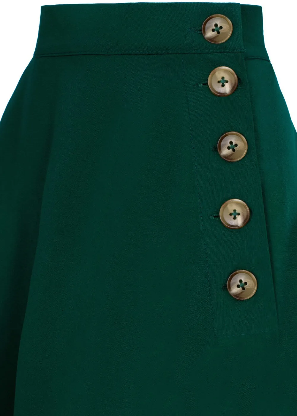 Hell Bunny Ravenwood 40's Swing Skirt Dark Green