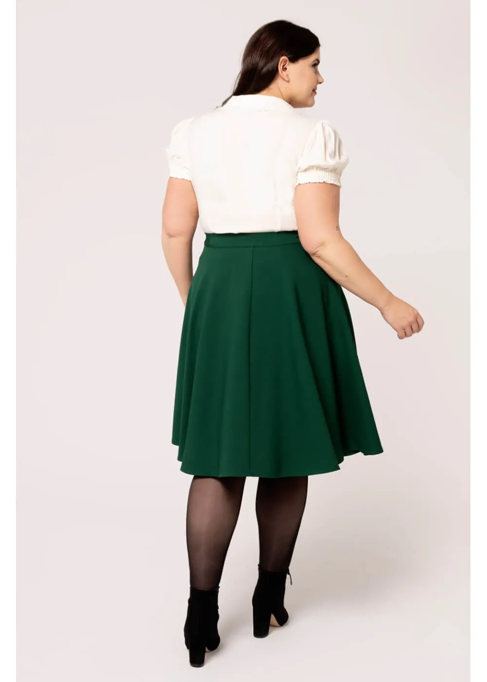 Hell Bunny Ravenwood 40's Swing Skirt Dark Green
