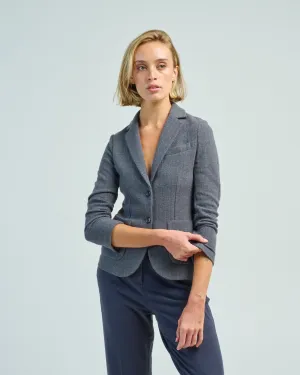 herringbone short patch pocket blazer