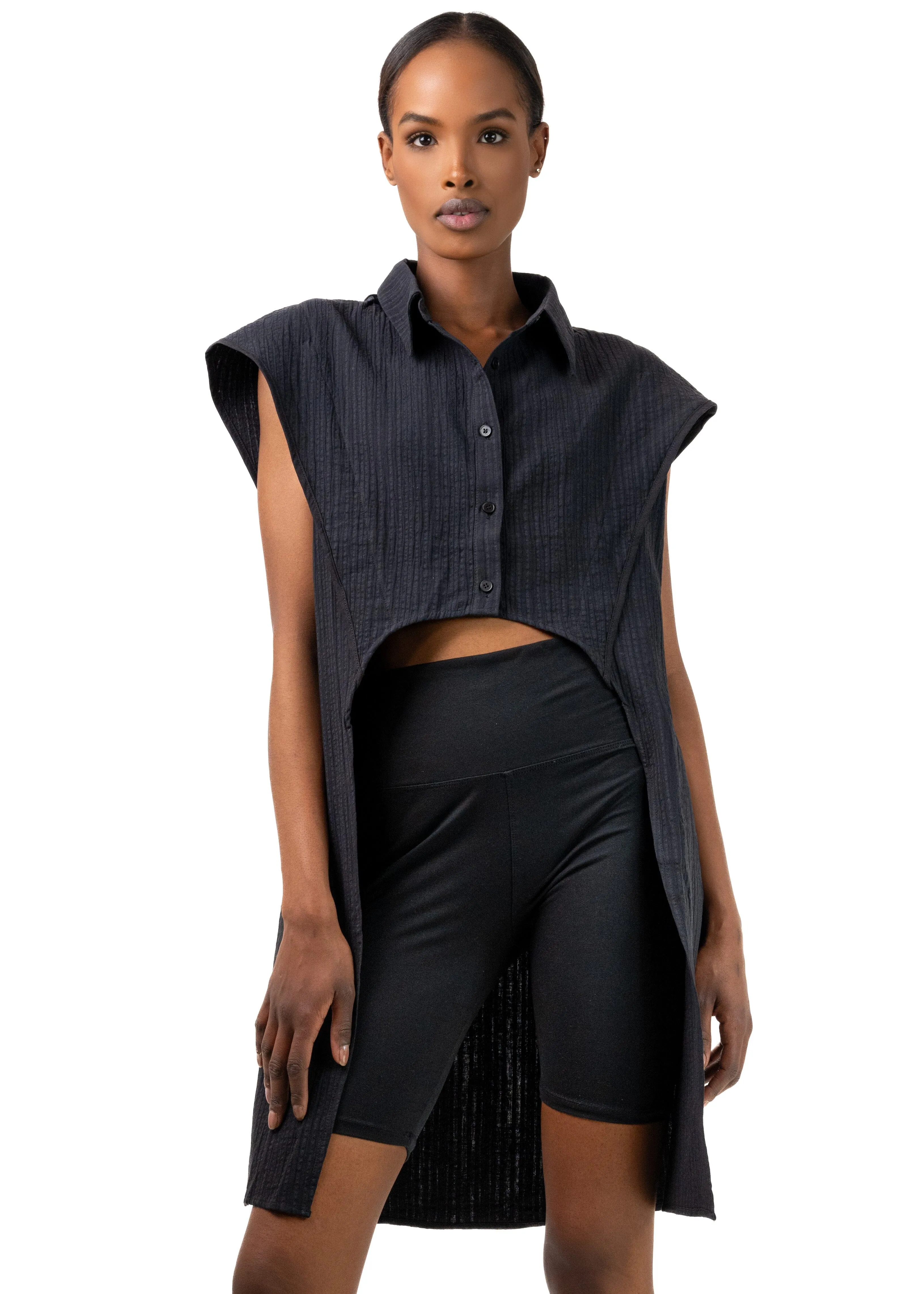 High Low Button Up Blouse