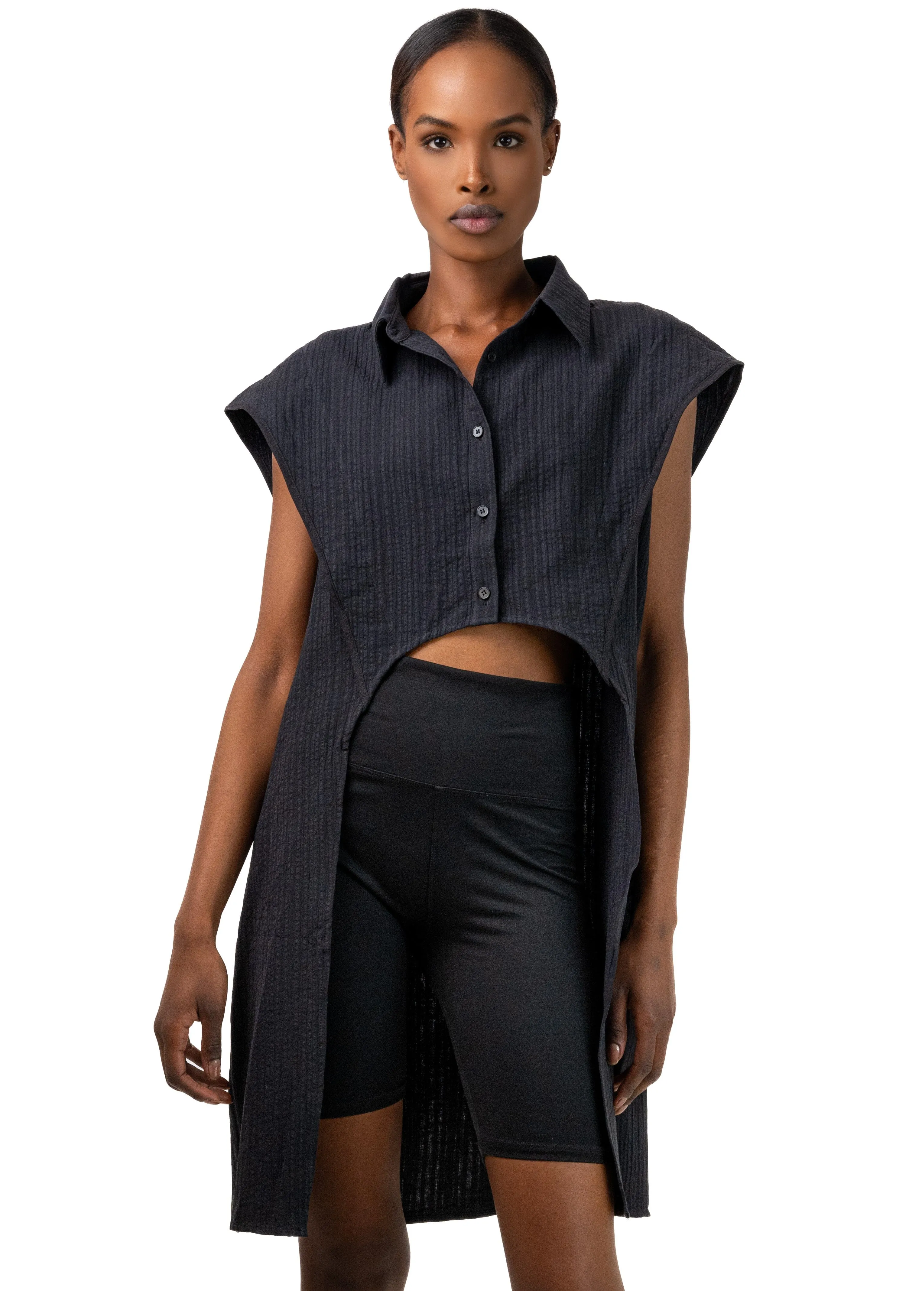 High Low Button Up Blouse