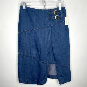 Holding Horses Anthropologie Blue Denim Asymmetric Layered Pencil Skirt