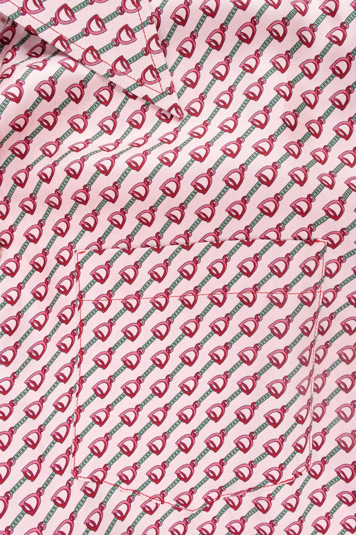 Horsebit Print Silk Blouse