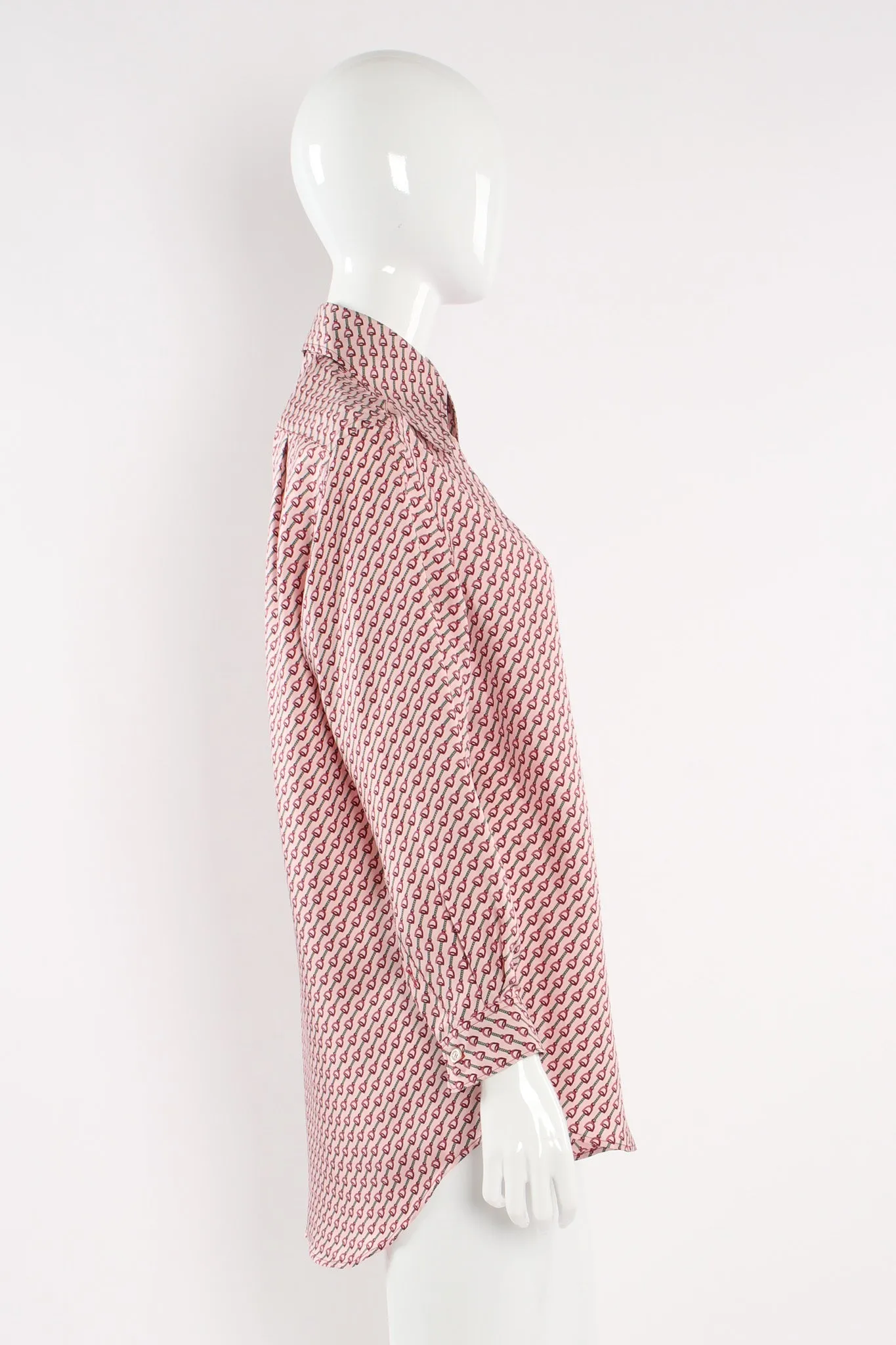Horsebit Print Silk Blouse