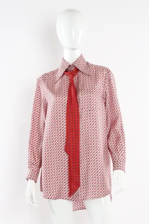 Horsebit Print Silk Blouse