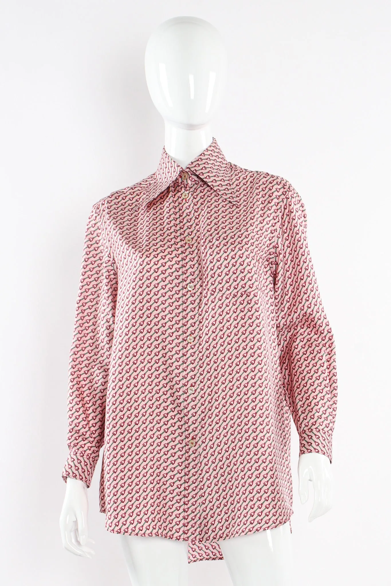 Horsebit Print Silk Blouse
