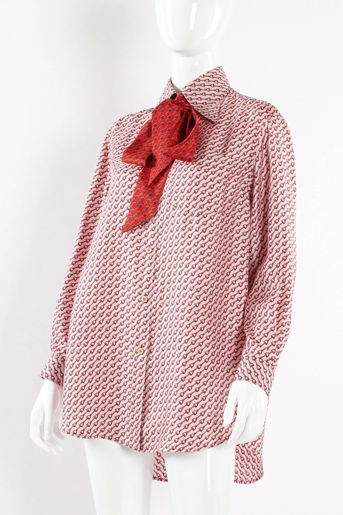Horsebit Print Silk Blouse