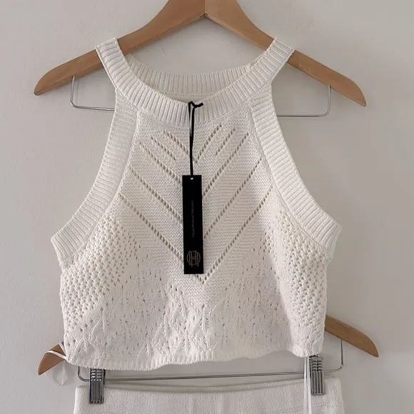 House of Harlow 1960  2 Piece Set Crochet/Knit Crop Top with a matching skirt